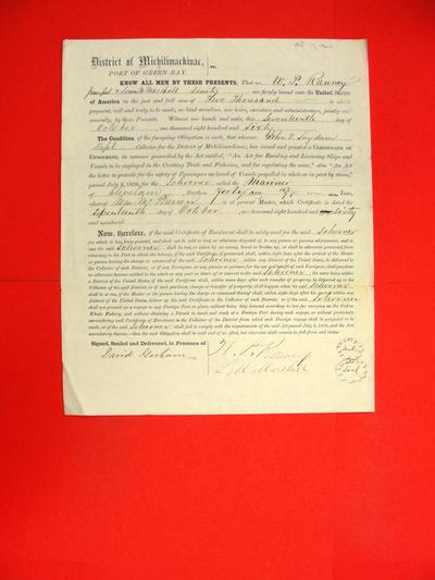 Schooner Mariner, Enrollment Bond, 17 Oct 1860