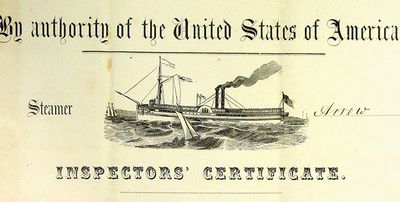 Port of Detroit, Steamboat Inspection Certificates, 1857-1859