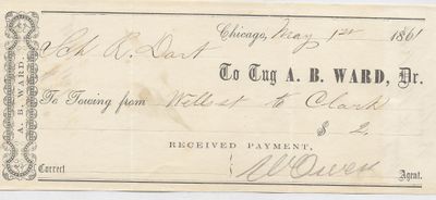 A. B. Ward, Tug to Russell Dart, Receipt