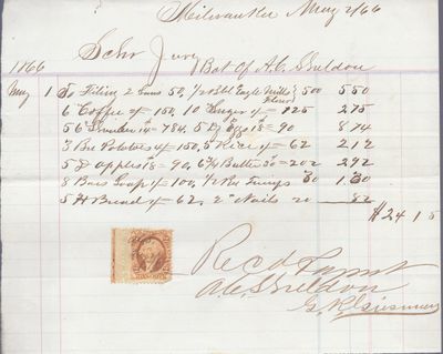 A. C. Sheldon to Jura, Receipt