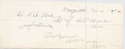 A. R. Harlow to S. A. Wood, Receipt