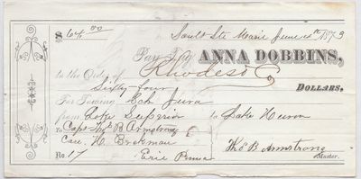 Anna Dobbins, Tug to Jura, Receipt