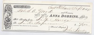 Anna Dobbins, Tug to S. A. Wood, Receipt