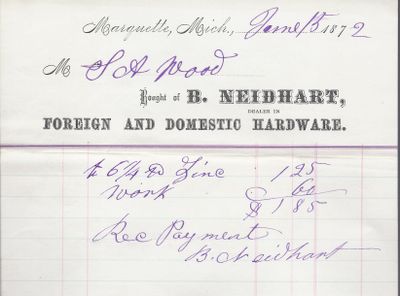 B. Neidhart to S. A. Wood, Receipt