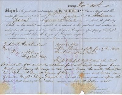 B. P. Hutchinson to Jura, Bill of Lading