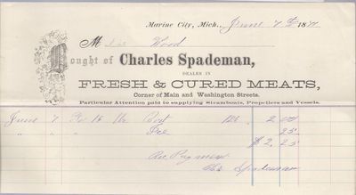 Charles Spademan to S. A. Wood, Receipt