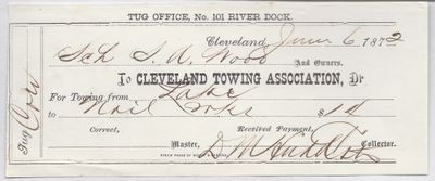 Cleveland Towing Association to S. A. Wood, Receipt