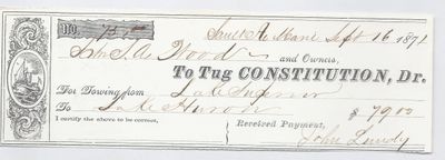 Constitution, Tug to S. A. Wood, Receipt