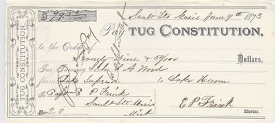 Constitution, Tug to S. A. Wood, Receipt