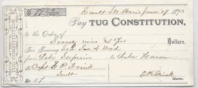 Constitution, Tug to S. A. Wood, Receipt