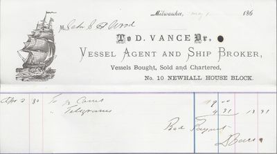 D. Vance to S. A. Wood, Receipt