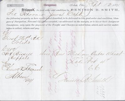 Dennison B. Smith to Jura, Bill of Lading