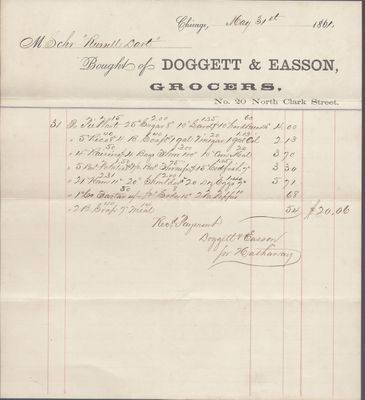 Doggett & Easson to Russell Dart, Receipt