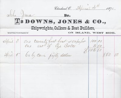 Downs, Jones & Co. to Jura, Receipt