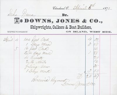 Downs, Jones & Co. to Jura, Receipt