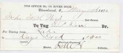 E. P. Dorr, Tug to S. A. Wood, Receipt