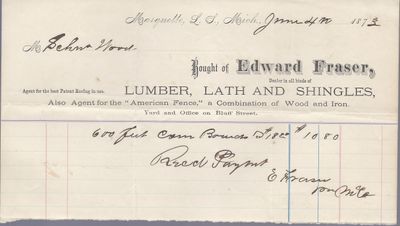 Edward Fraser to S. A. Wood, Receipt