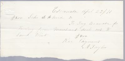 Escanaba, Tug to S. A. Wood, Receipt