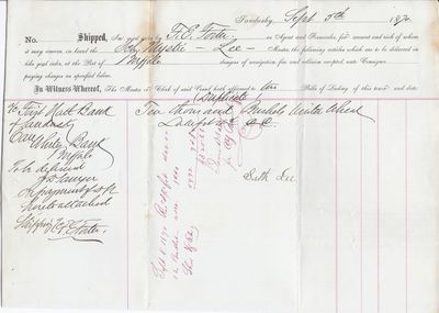 F. E. Forter to Mystic, Bill of Lading