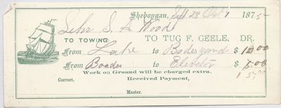 F. Geele, Tug to S. A. Wood, Receipt