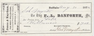 F. L. Danforth, Tug to Mystic, Receipt