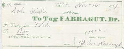 Farragut, Tug to Mystic, Receipt