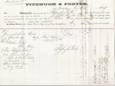 Fitzhugh & Foster to Mystic, Bill of Lading