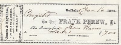 Frank Perew, Tug to Mystic, Receipt