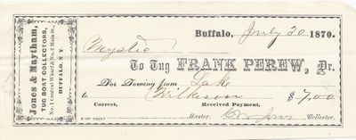 Frank Perew, Tug to Mystic, Receipt