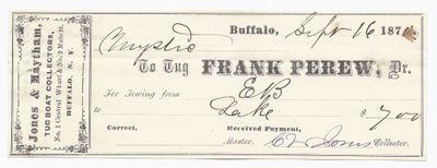 Frank Perew, Tug to Mystic, Receipt