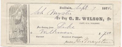 G. R. Wilson, Tug to Mystic, Receipt