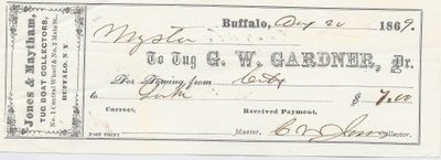 G. W.Gardner, Tug to Mystic, Receipt