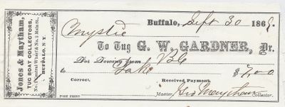 G. W.Gardner, Tug to Mystic, Receipt