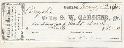 G. W.Gardner, Tug to Mystic, Receipt