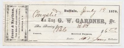 G. W.Gardner, Tug to Mystic, Receipt