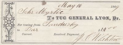 General Lyon, Tug to Mystic, Receipt