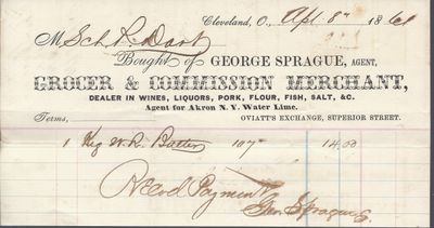 George Sprague to Russell Dart, Receipt