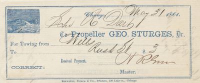 George Sturges, Tug to Russell Dart, Receipt