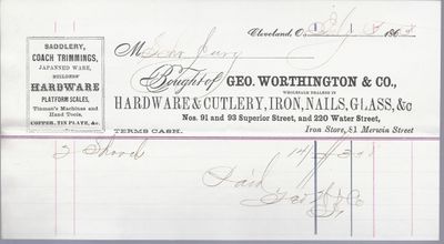 George Worthington & Co. to Jura, Receipt