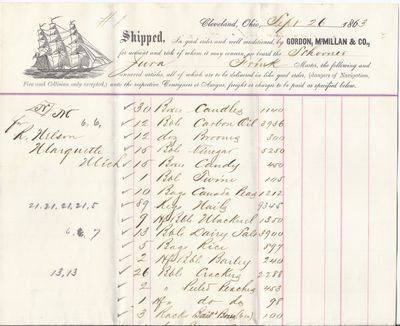 Gordon, McMillan & Co. to Jura, Bill of Lading