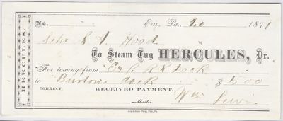 Hercules, Tug to S. A. Wood, Receipt