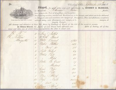 Hussey & McBride to Jura, Bill of Lading