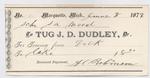 J. D. Dudley, Tug to S. A. Wood, Receipt