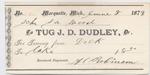 J. D. Dudley, Tug to S. A. Wood, Receipt