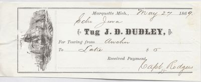 J. D. Dudley, Tug to Jura, Receipt