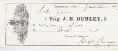 J. D. Dudley, Tug to Jura, Receipt