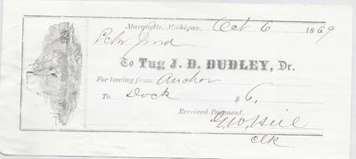 J. D. Dudley, Tug to Jura, Receipt