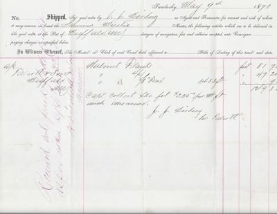 J. J. Birdsey to Mystic, Bill of Lading