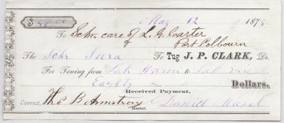 J. P. Clark, Tug to Jura, Receipt