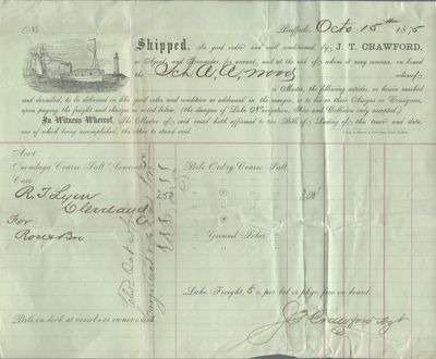 J. T. Crawford to S. A. Wood, Bill of Lading